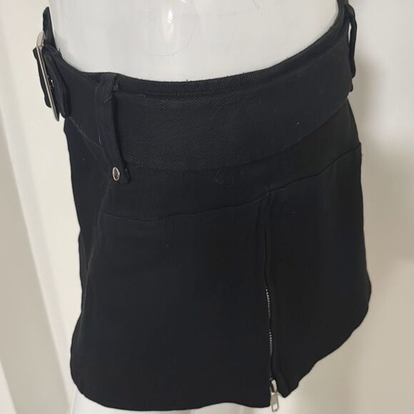 Rare Vintage Lip Service Black Low Rise Belted Micro Mini Skirt Side Zip Details - Picture 3 of 8